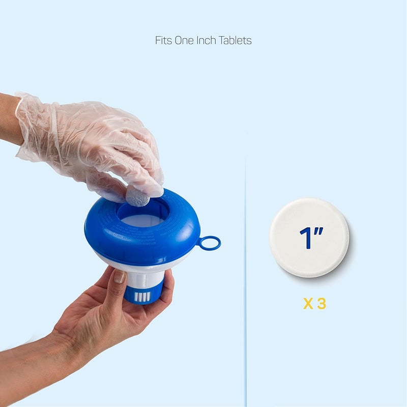 SEWANTA Floating Chlorine Dispenser for Spas and Personal Pools, Fits 1" Tablets - Mini Pool Chlorine Floater with Adjustable Flow Vents Balanced Chemical Dispenser [1" Tablet Capacity] 5" Diameter Floater - Image 5